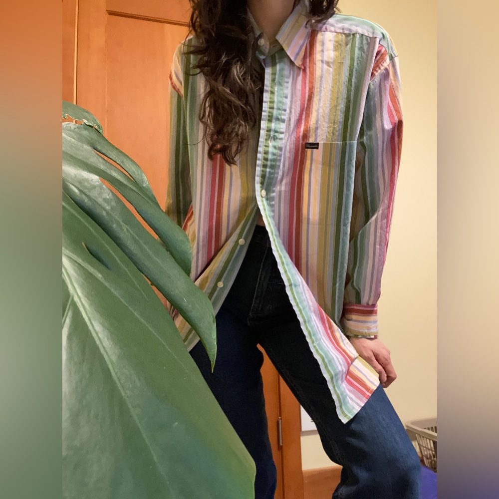 Vintage Faconnable Colorful Striped Button-Down - Picture 1 of 15